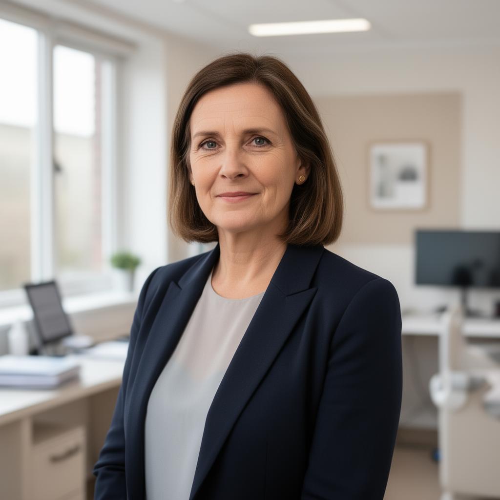 Health and social care manager in a modern office